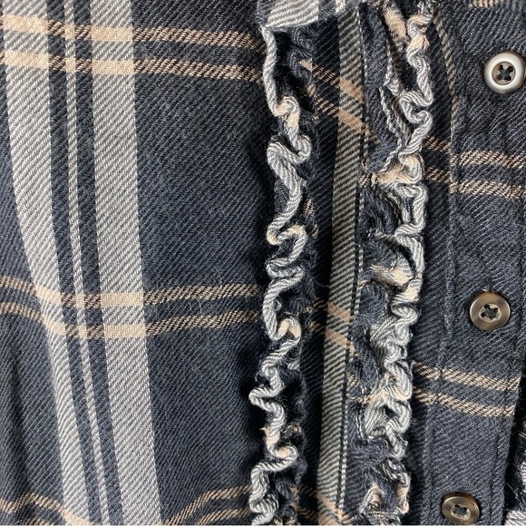 Anthropologie Pilcro Tuxedo Buttondown Shirt In Black Motif Plaid Small - Picture 8 of 10